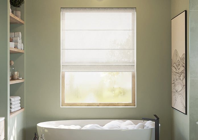 Pesaro Stripe Voile, White - Motorised Roman Blind - Image 3